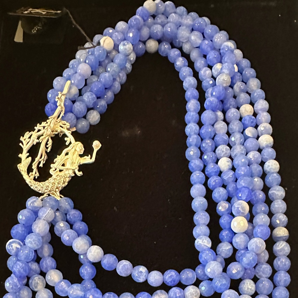 Blue agate gemstone Multi Strand Tranquil Agate Necklace